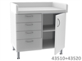 UNITÀ BASE DOPPIA 4 cassetti + 1 porta con 2 scaffali - bianca