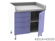 UNITÀ BASE DOPPIA 4 cassetti + 1 porta con 2 scaffali - colore a richiesta
