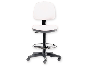 SGABELLO con schienale ed anello - bianco